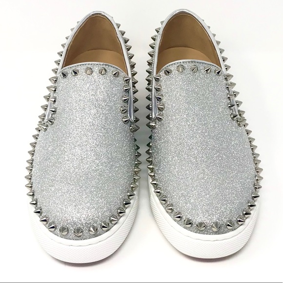 Brand New Christian Louboutin Pik Boat Flat Silver - Picture 5 of 7
